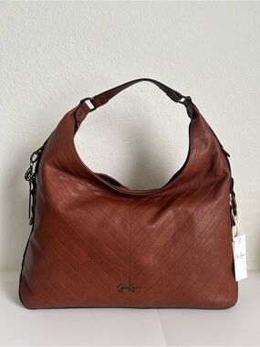 Jessica Simpson Chestnut Quilted Shoulder Hobo Bag
